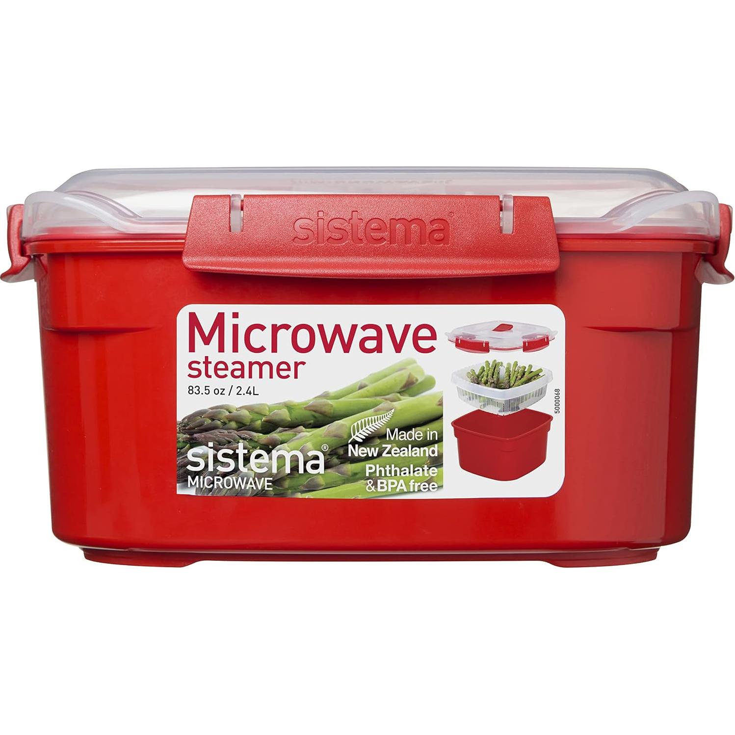 Vaporera Microondas Sistema 2.4L Roja, Mediana, BPA Free