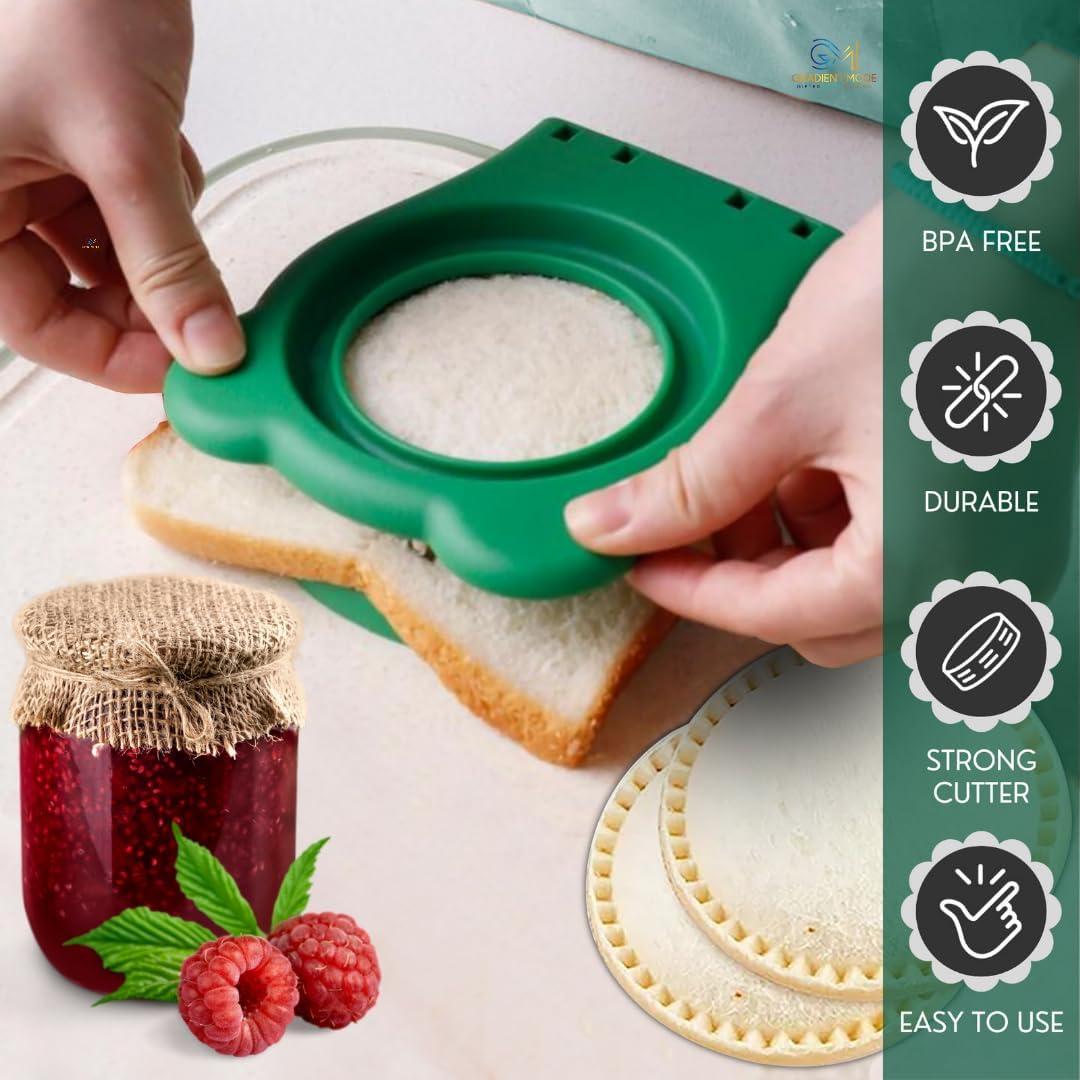 Sandwich Cutter and Sealer, Kids Bread Decruster, DIY Cookie Cutter, Great for Lunchbox and Bento Box - Green