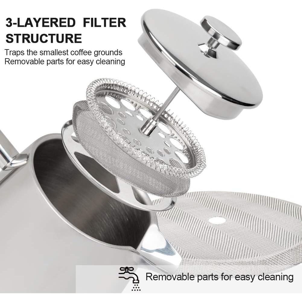 Cafetera de Émbolo Secura 0.5L Acero Inoxidable Aislada