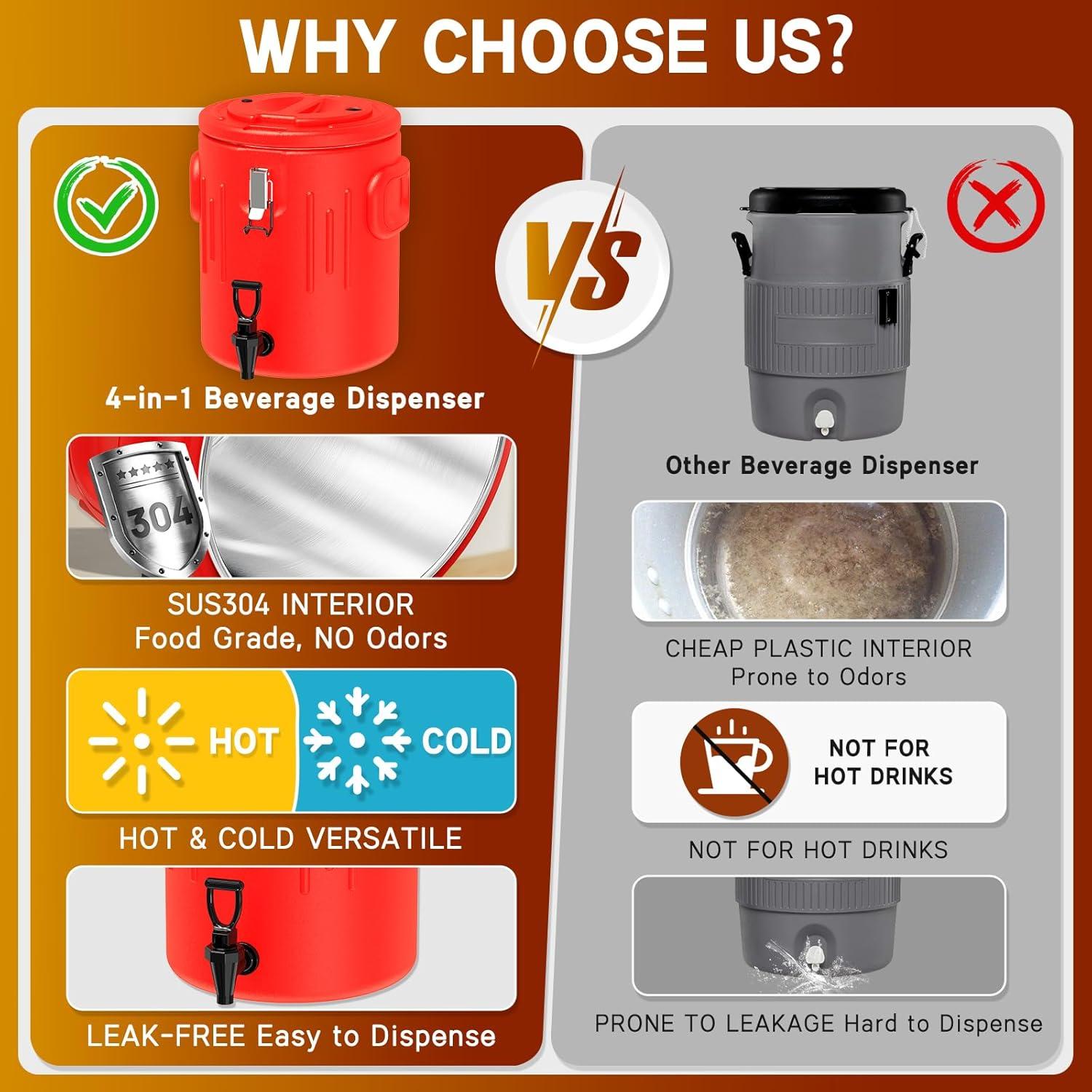 Dispensador de Bebidas Aislado XVEZUA 1.6 Galones Acero Inoxidable