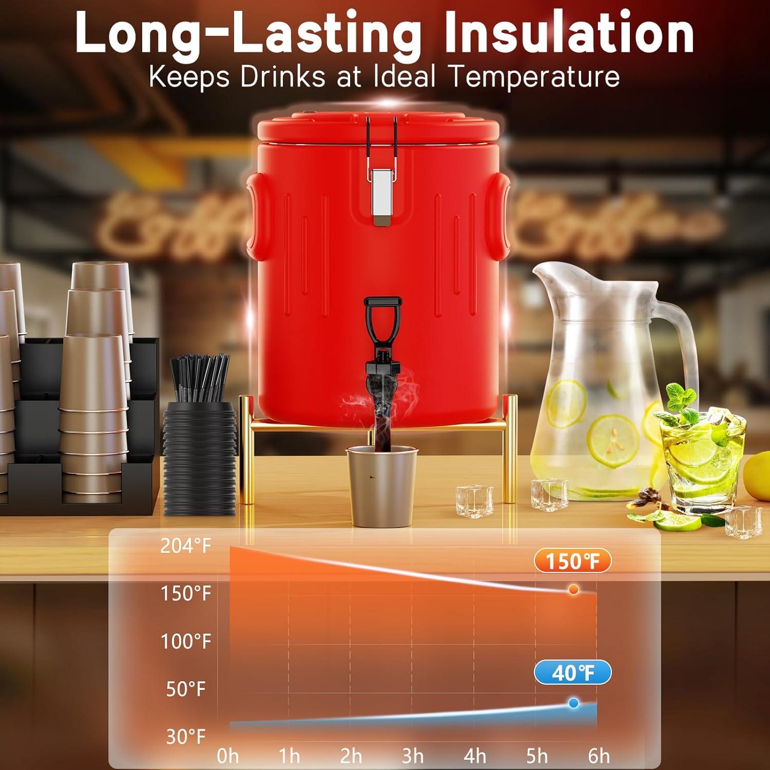 Dispensador de Bebidas Aislado XVEZUA 1.6 Galones Acero Inoxidable