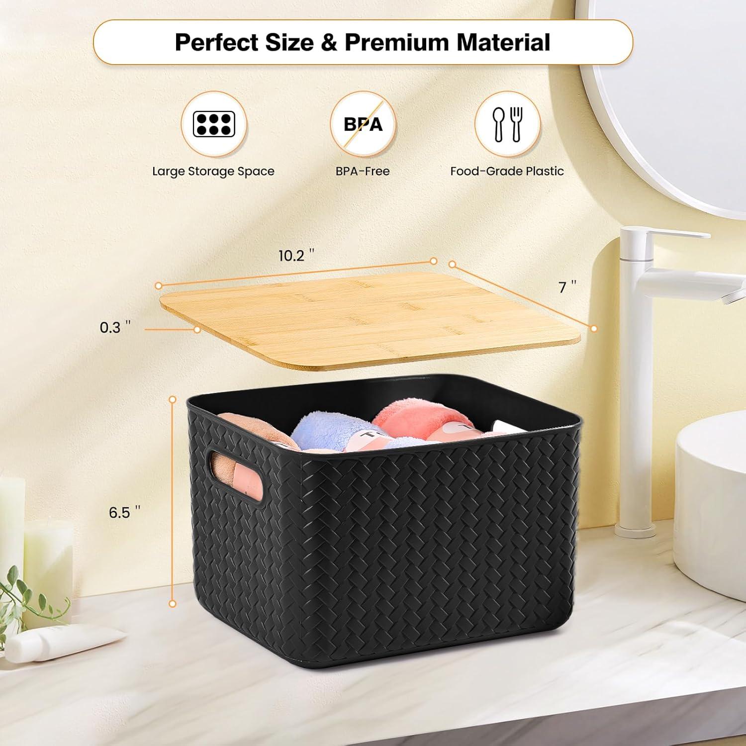 Cajas de Almacenamiento Apilables Ohmlove 4 Piezas 10.2L Negro