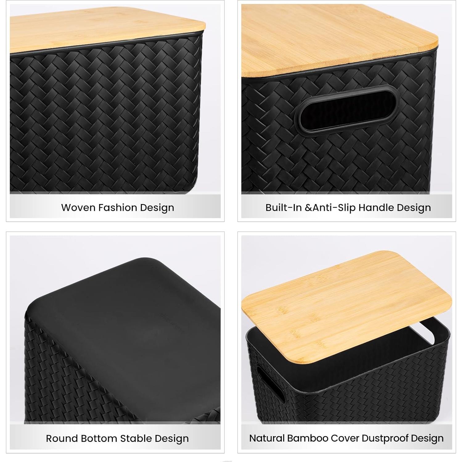 Cajas de Almacenamiento Apilables Ohmlove 4 Piezas 10.2L Negro