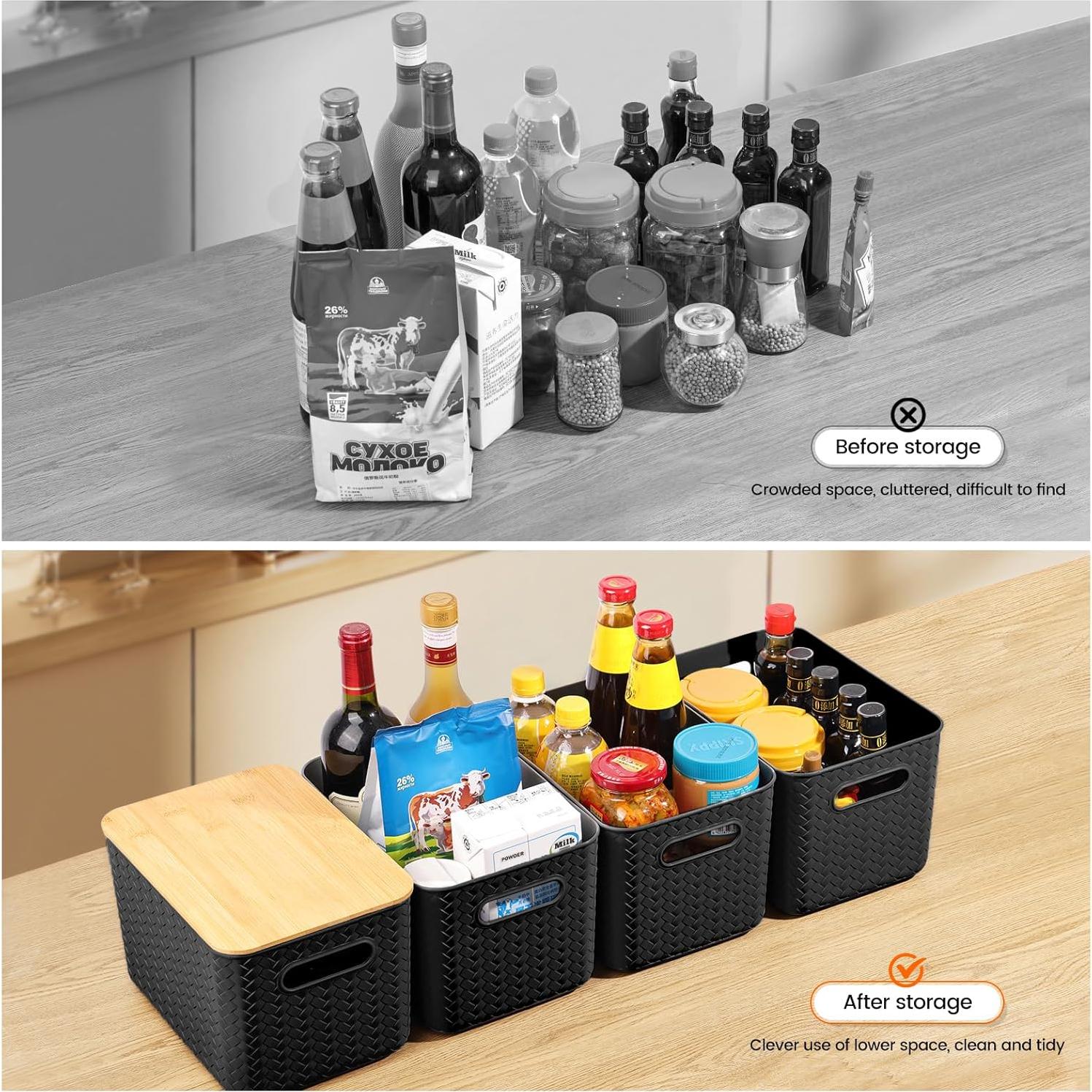 Cajas de Almacenamiento Apilables Ohmlove 4 Piezas 10.2L Negro