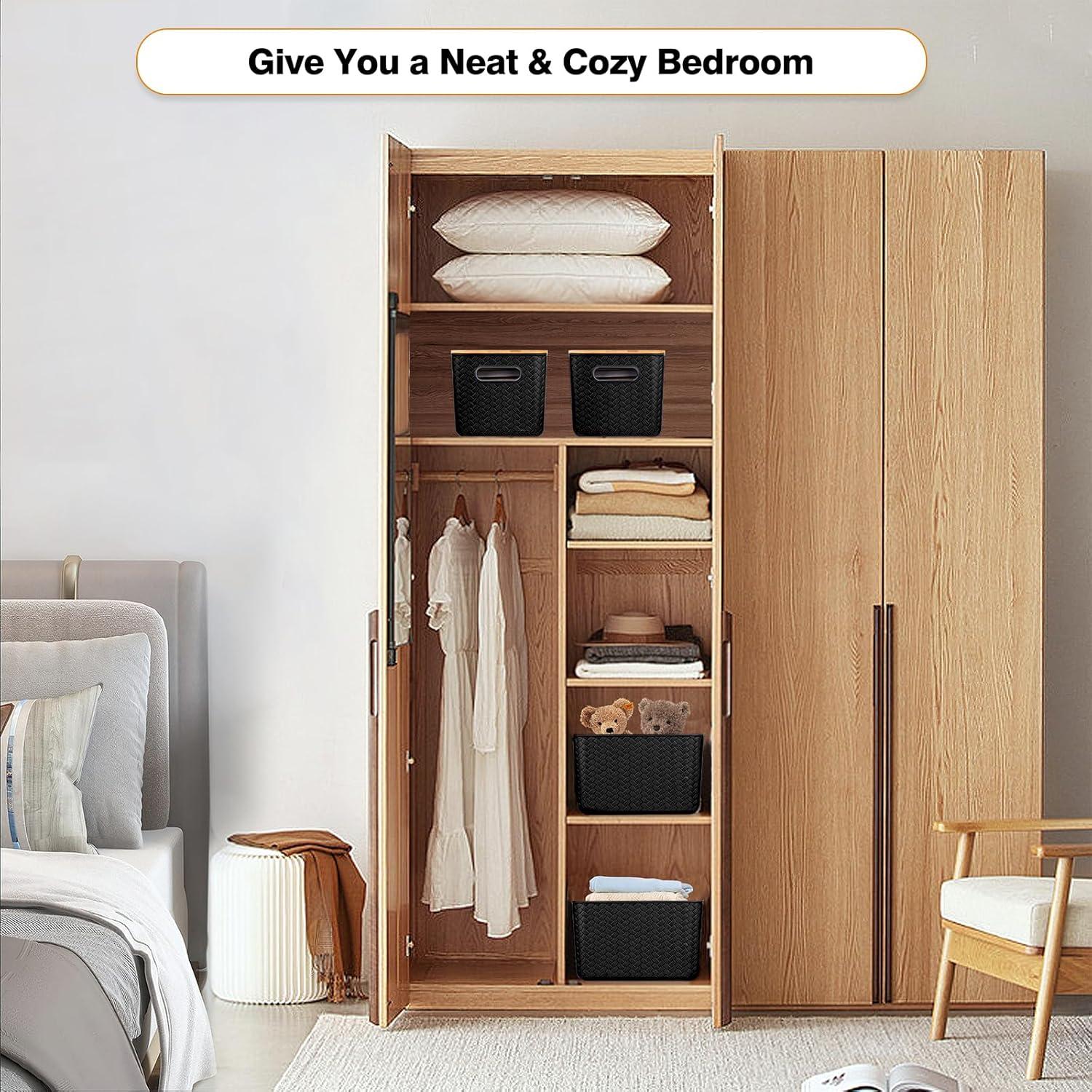 Cajas de Almacenamiento Apilables Ohmlove 4 Piezas 10.2L Negro