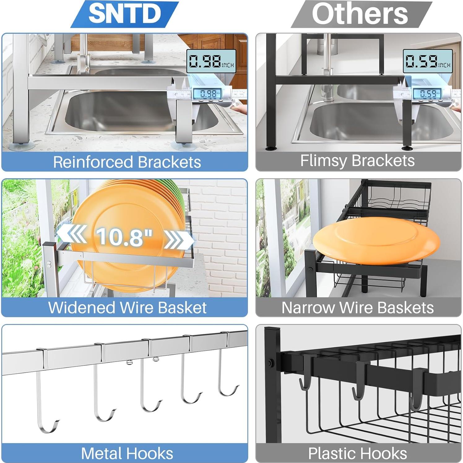 Escurridor de Platos Ajustable SNTD - Metal Plata 68-88 cm