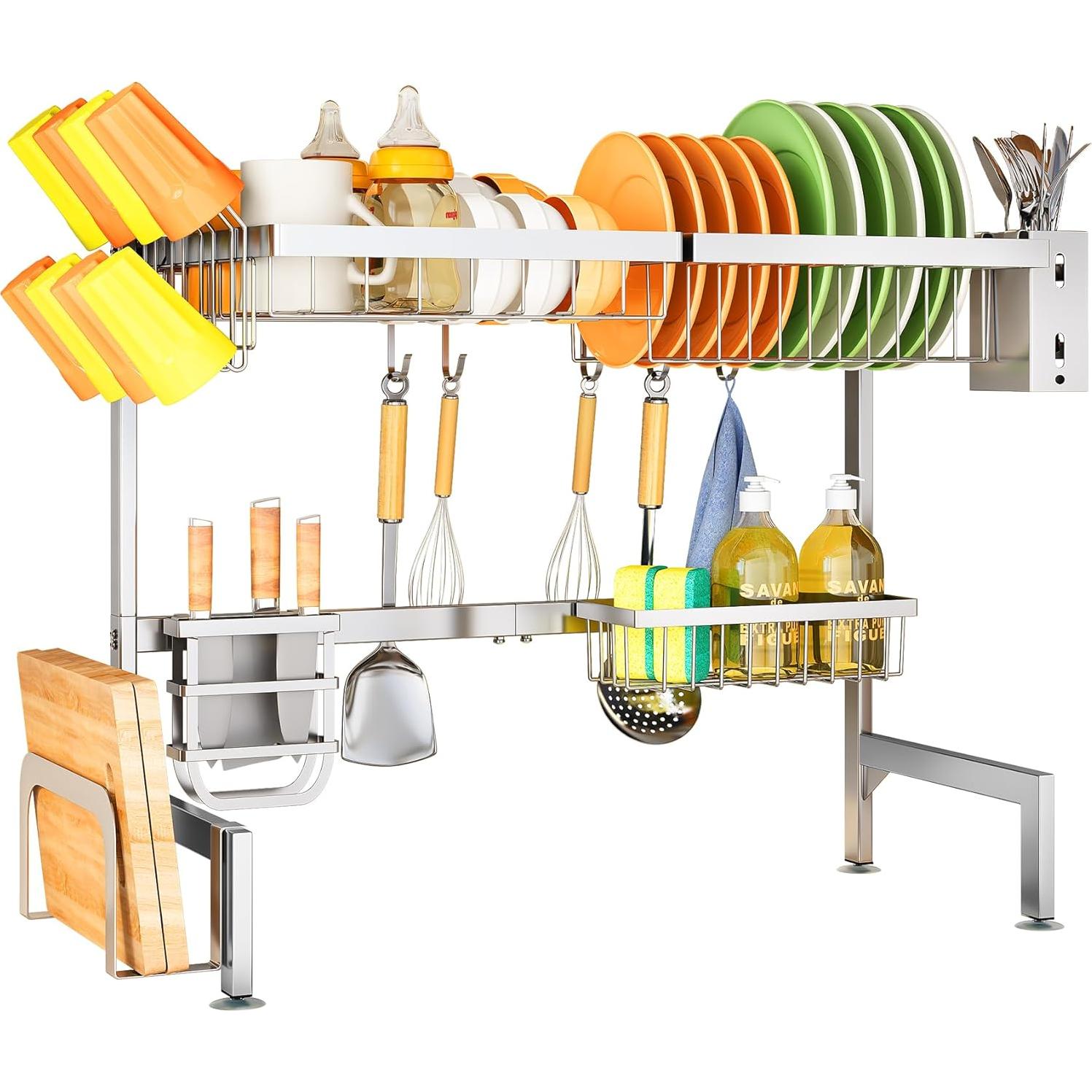 Escurridor de Platos Ajustable SNTD - Metal Plata 68-88 cm