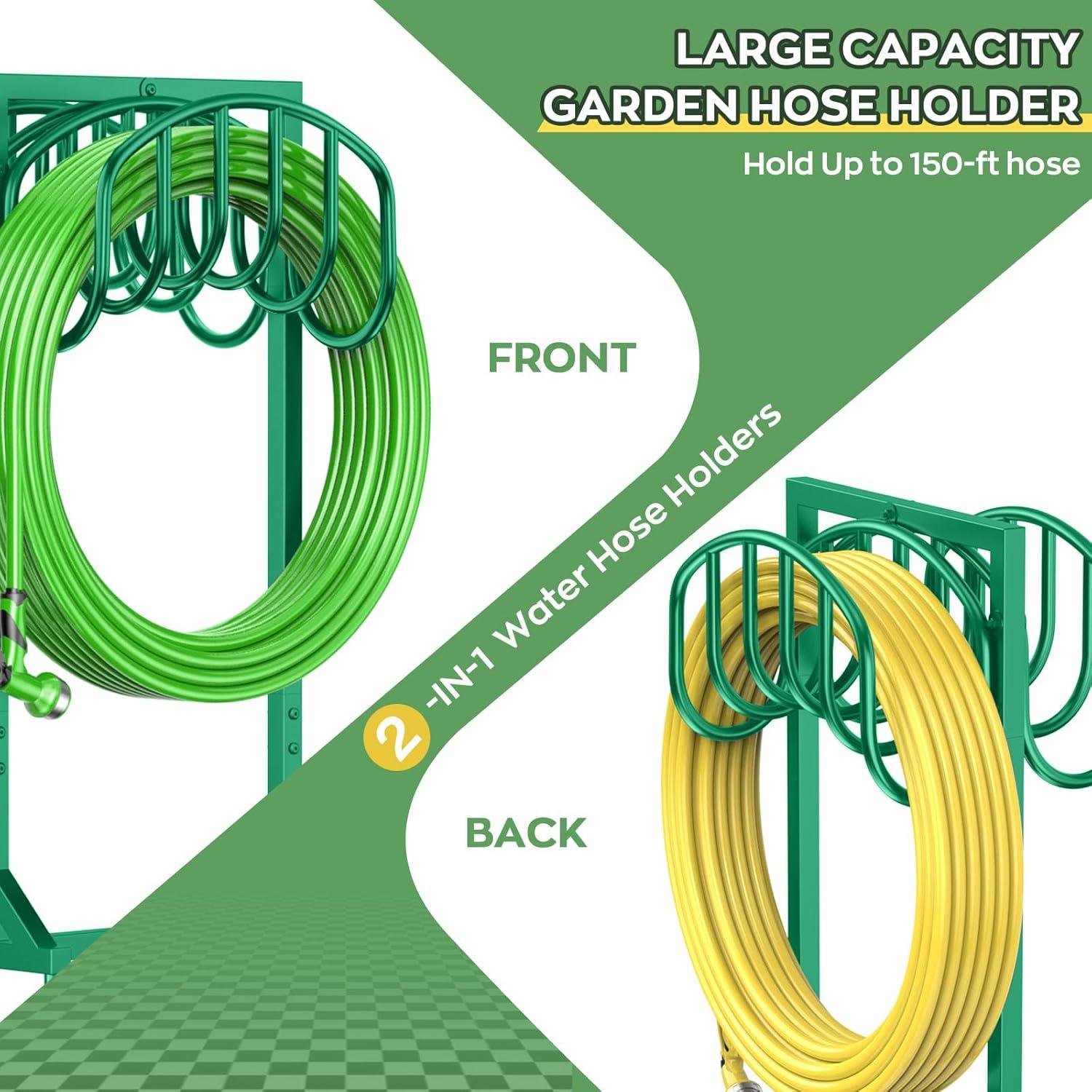Soporte para Manguera de Jardín HOMIJIABRO 2x150 pies Metal Verde