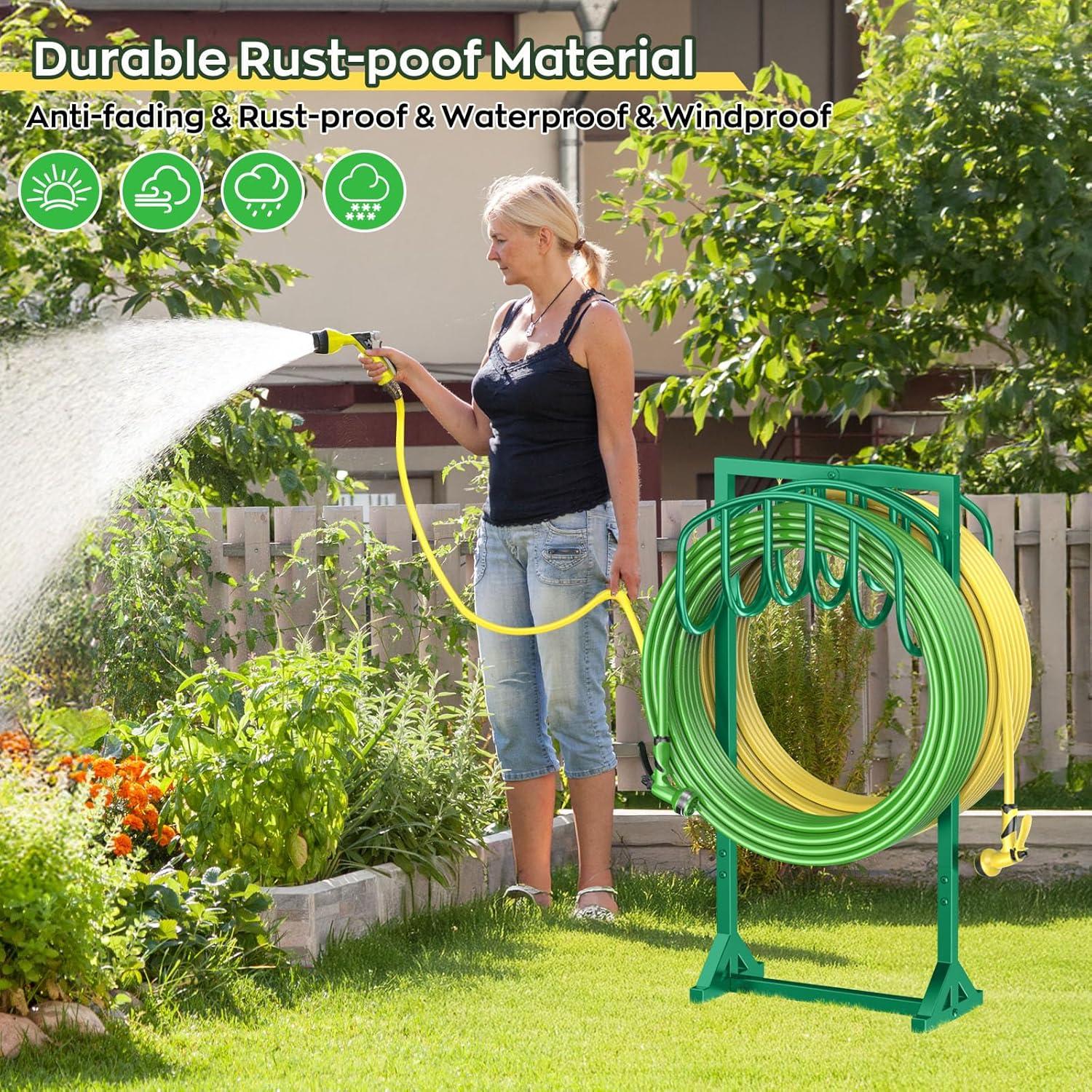 Soporte para Manguera de Jardín HOMIJIABRO 2x150 pies Metal Verde