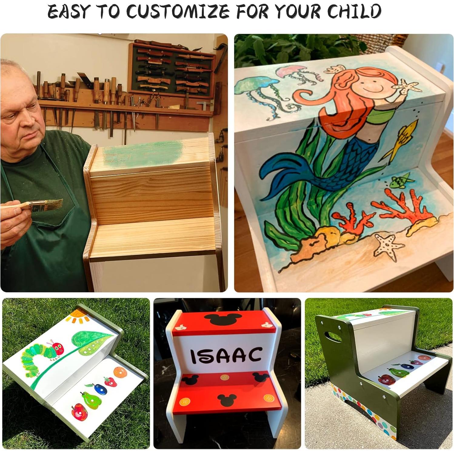 Escalón de Madera Natural WOOD CITY para Niños 2 Pasos