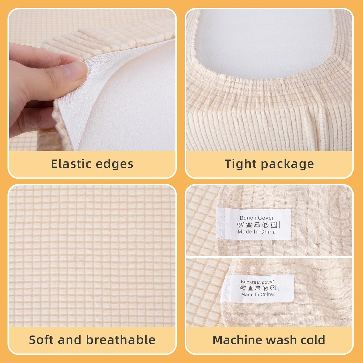 Funda de Cojín para Sofá Loveseat RunNico Beige - Lavable y Elástica