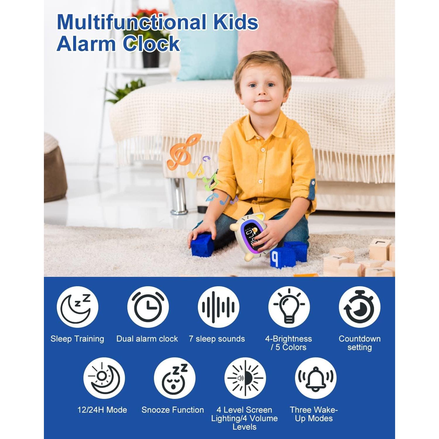 Reloj Despertador Fotgear Gato para Niños con Luz y Sonido