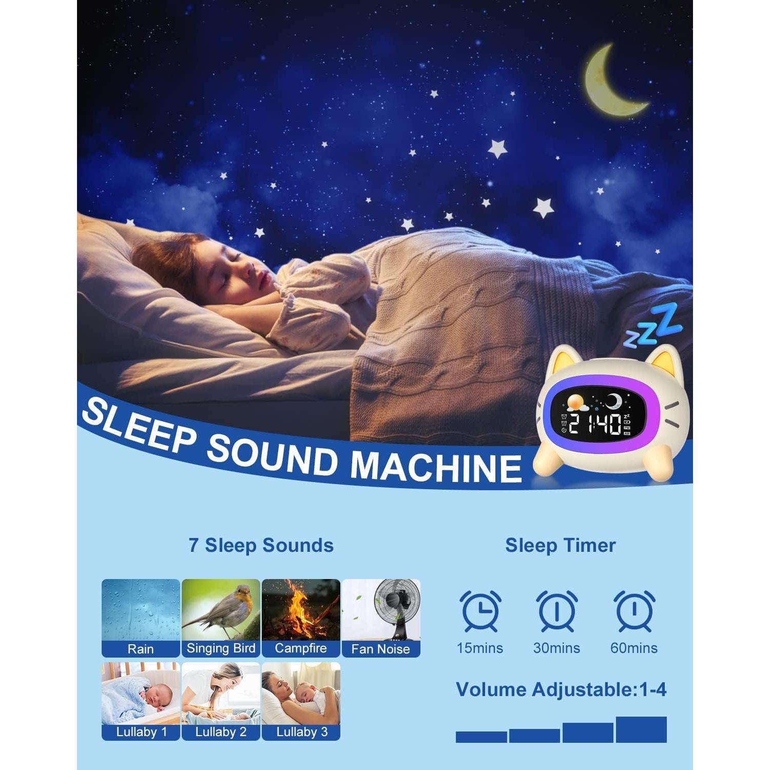 Reloj Despertador Fotgear Gato para Niños con Luz y Sonido