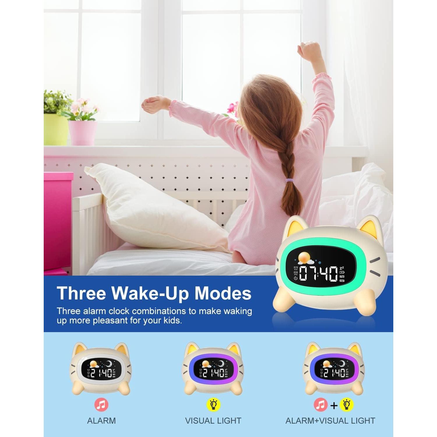 Reloj Despertador Fotgear Gato para Niños con Luz y Sonido