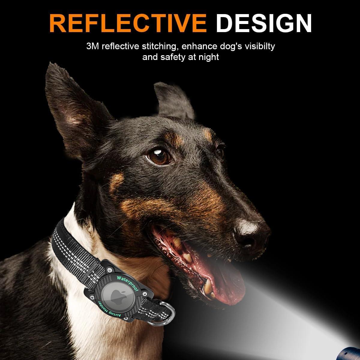 Collar para Perro AgoumLux AirTag Negro S Impermeable Reflectante