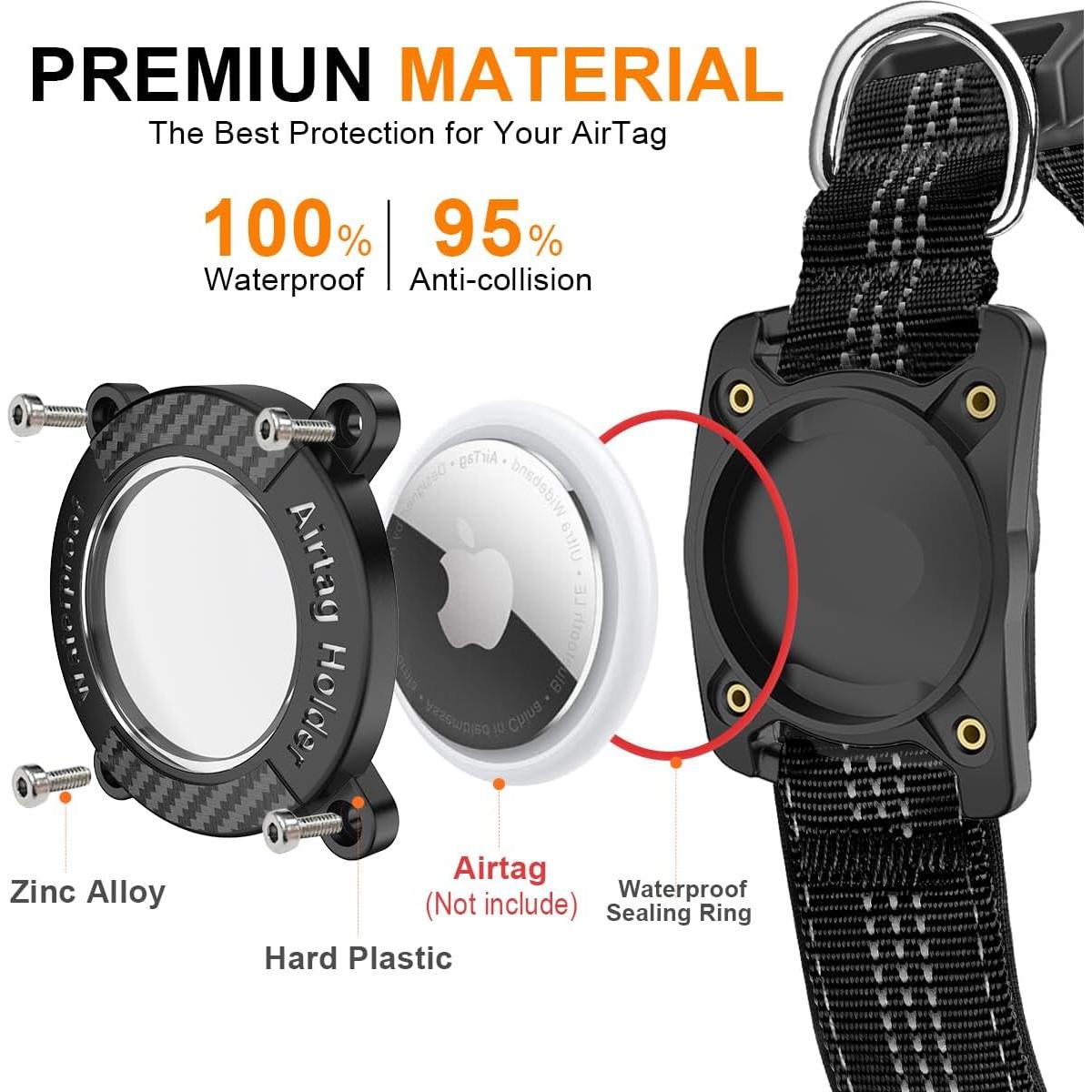 Collar para Perro AgoumLux AirTag Negro S Impermeable Reflectante