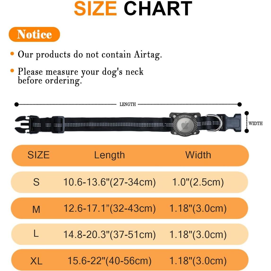 Collar para Perro AgoumLux AirTag Negro S Impermeable Reflectante