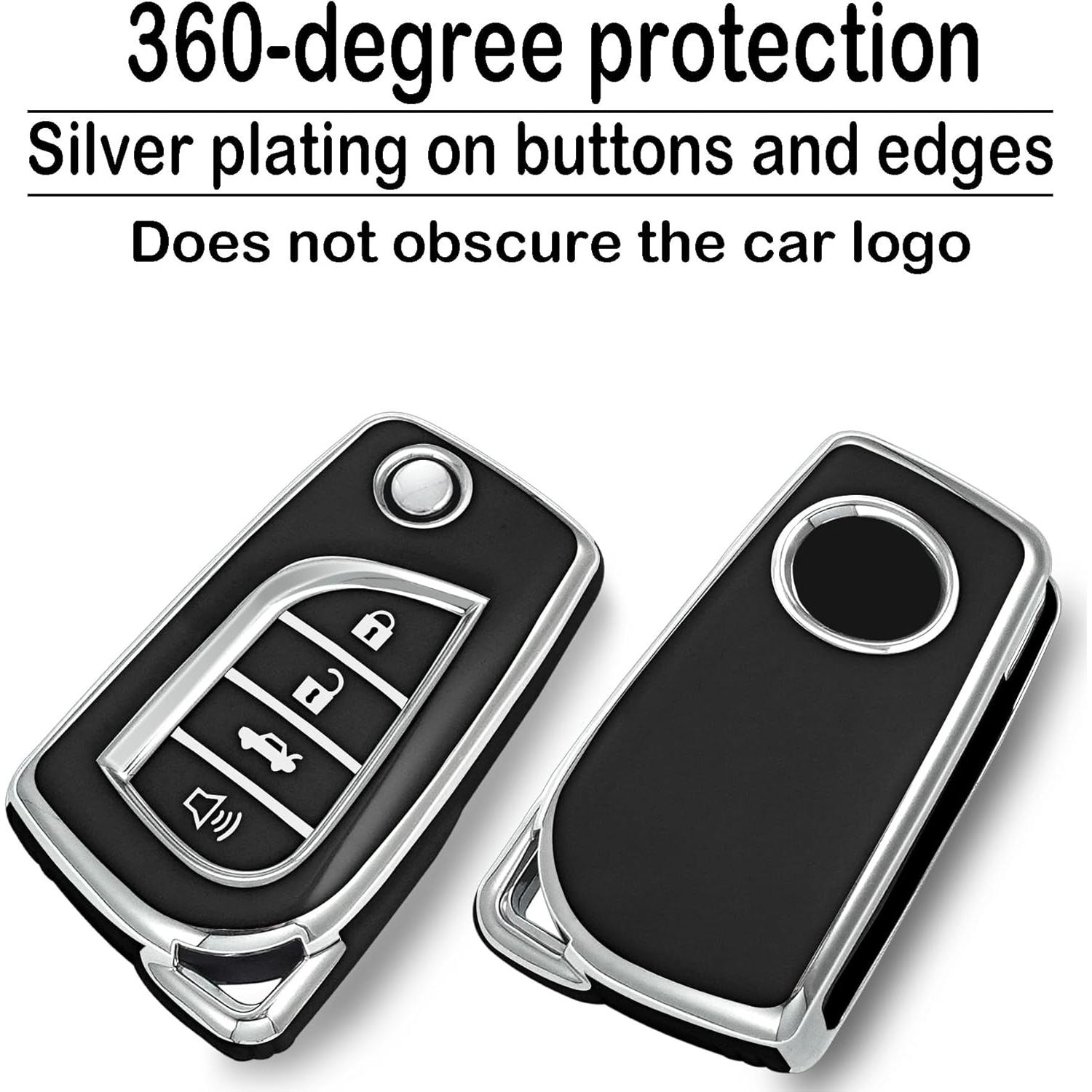 Funda de Llave Kirsnda para Toyota Camry Corolla RAV4 Negro