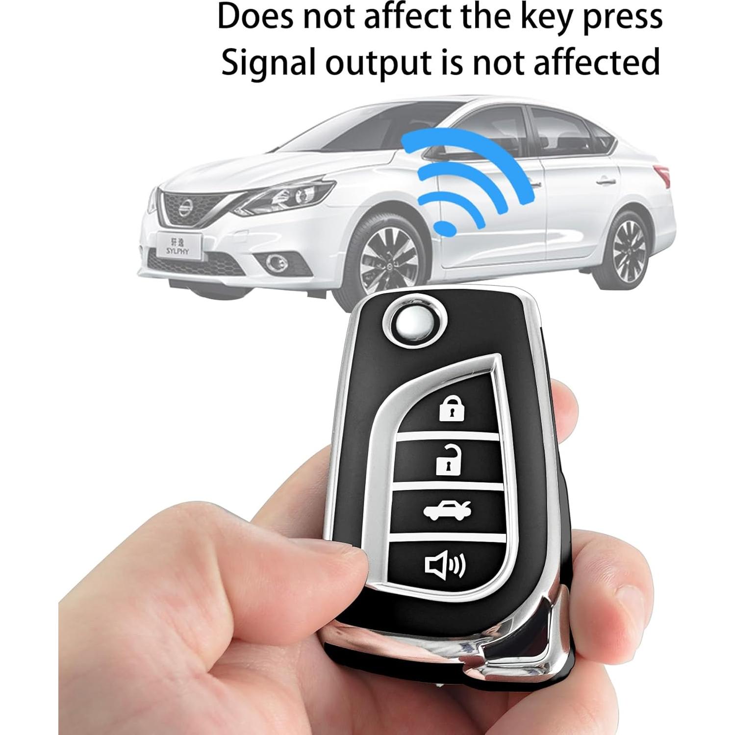 Funda de Llave Kirsnda para Toyota Camry Corolla RAV4 Negro