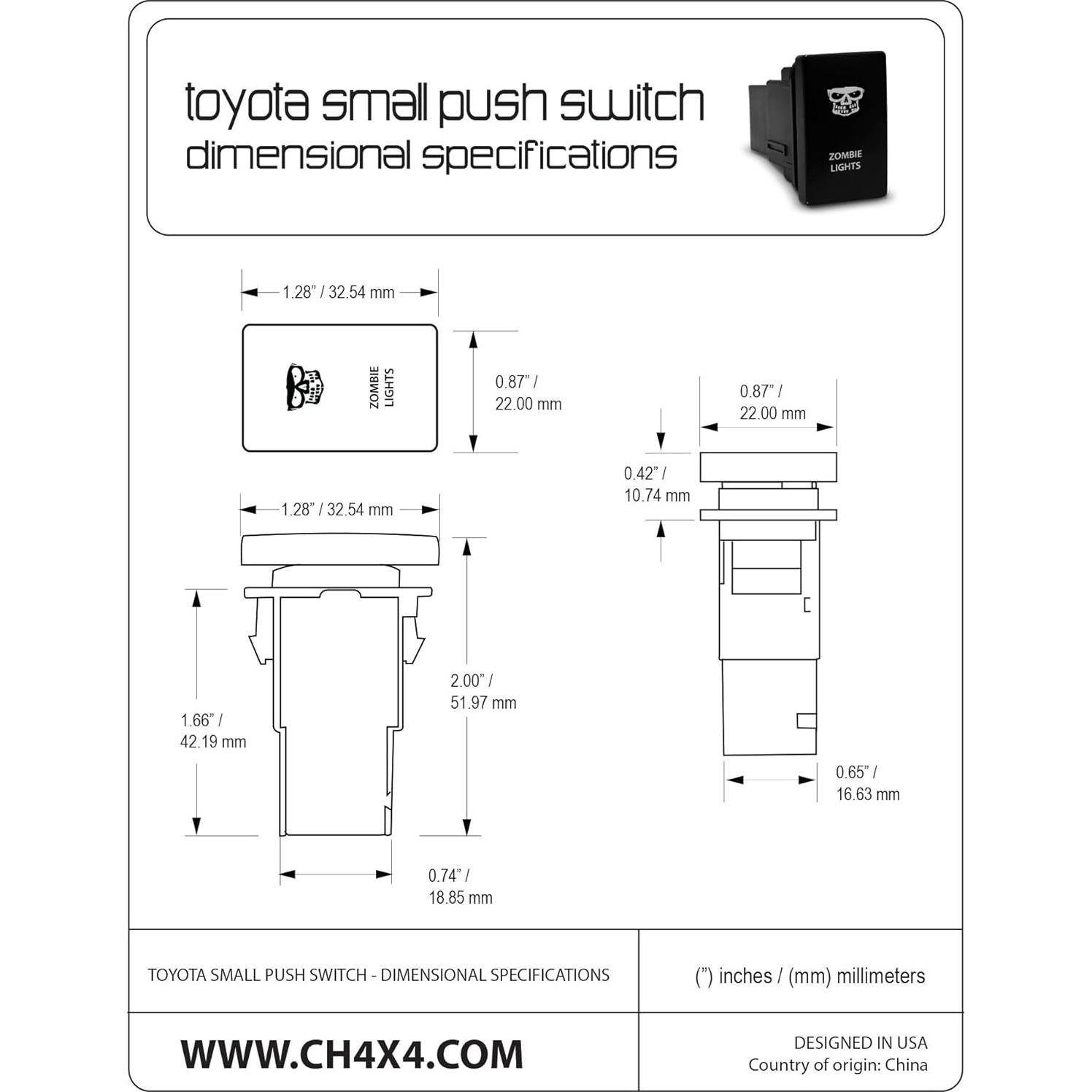 Interruptor de Presión CH4X4 para Toyota 12V 3A LED Ámbar