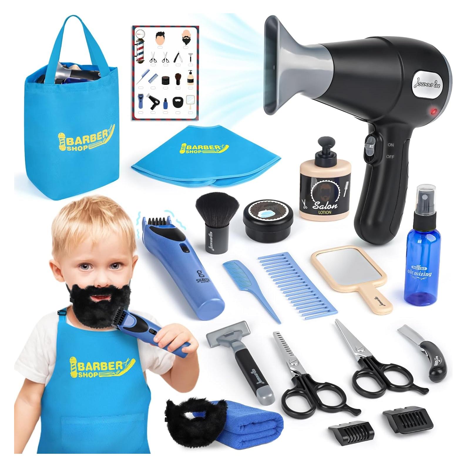 Juego de Barbería Simulada Sanlebi 21 Piezas para Niños