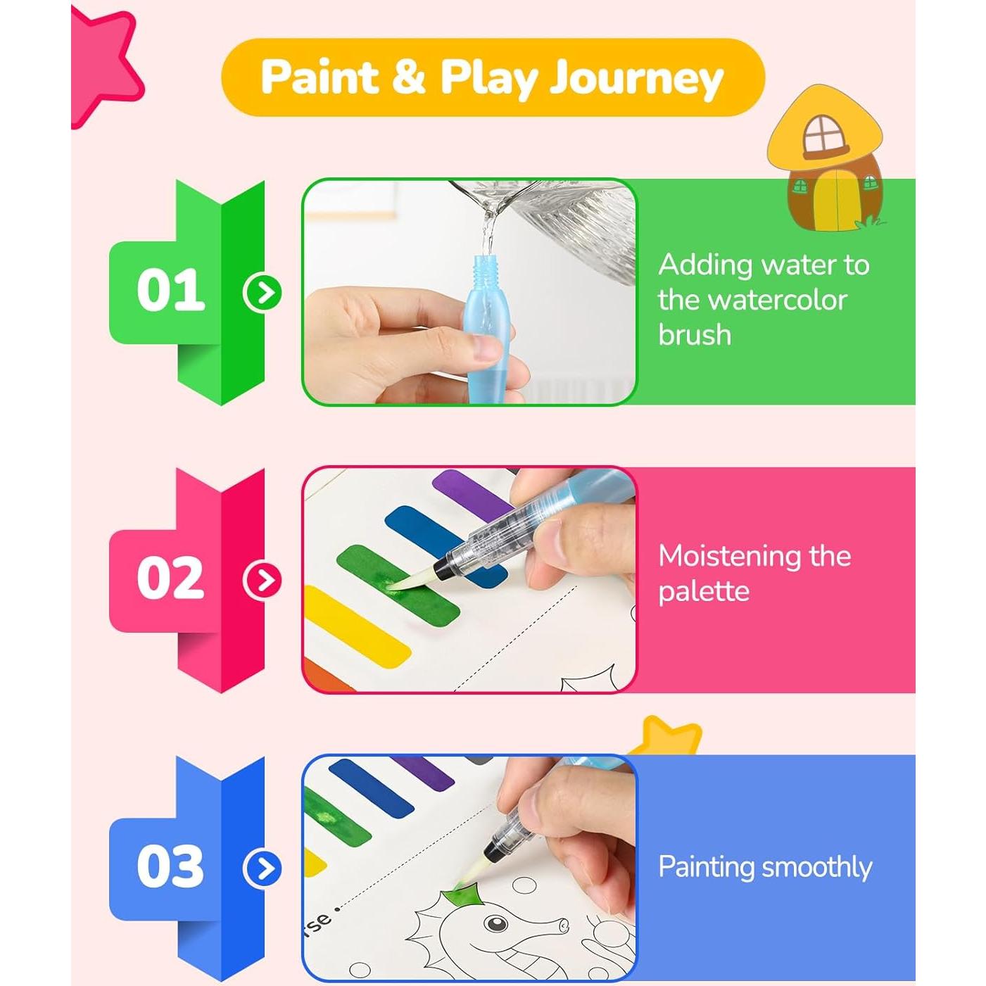 Set de Pintura Acuarela TECJOE para Niños 4-8 Años