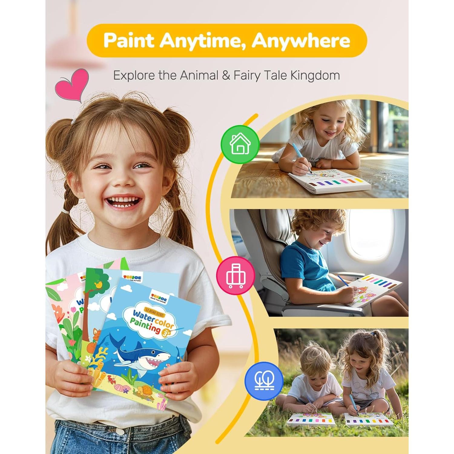 Set de Pintura Acuarela TECJOE para Niños 4-8 Años