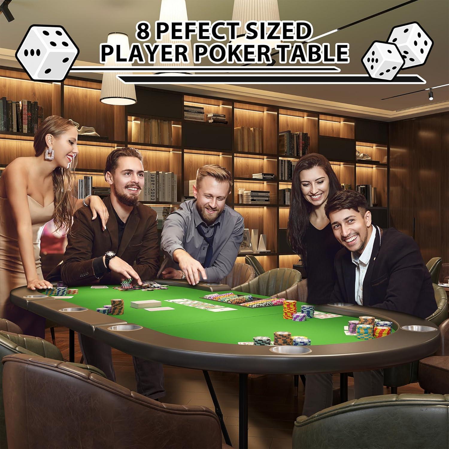 Mesa de Póker Ovalada Reljofum para 10 Jugadores con Portavasos