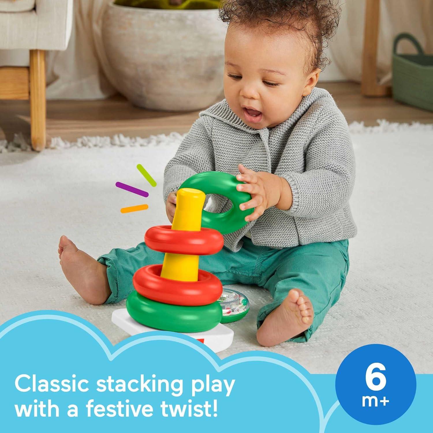 Juguete de apilamiento Fisher-Price Rock-a-Stack navideño