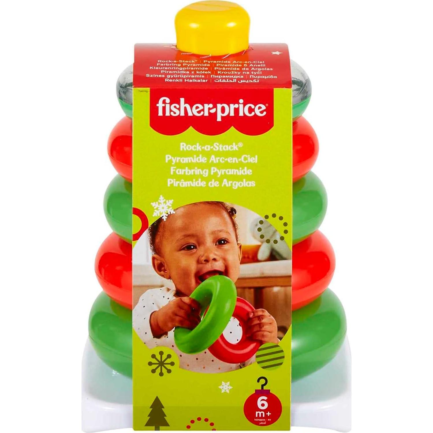 Juguete de apilamiento Fisher-Price Rock-a-Stack navideño