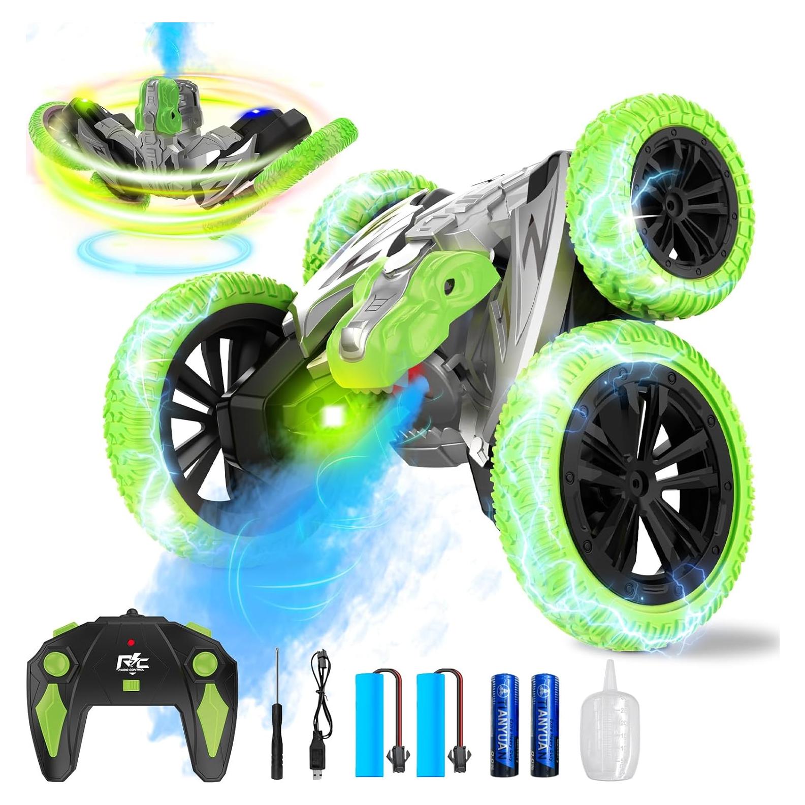 Coche Acrobático RC Paaxido 4WD 360° Verde para Niños 6-14 años