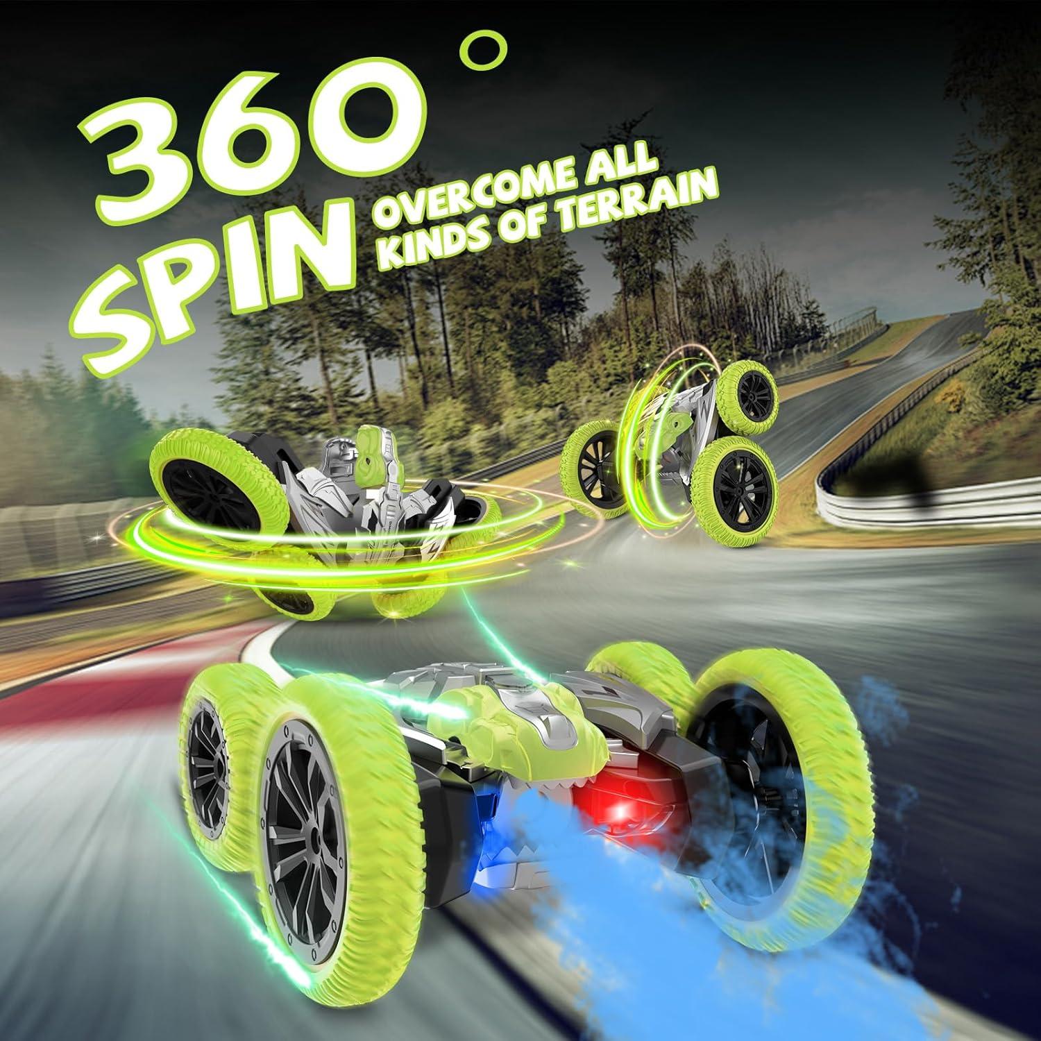 Coche Acrobático RC Paaxido 4WD 360° Verde para Niños 6-14 años