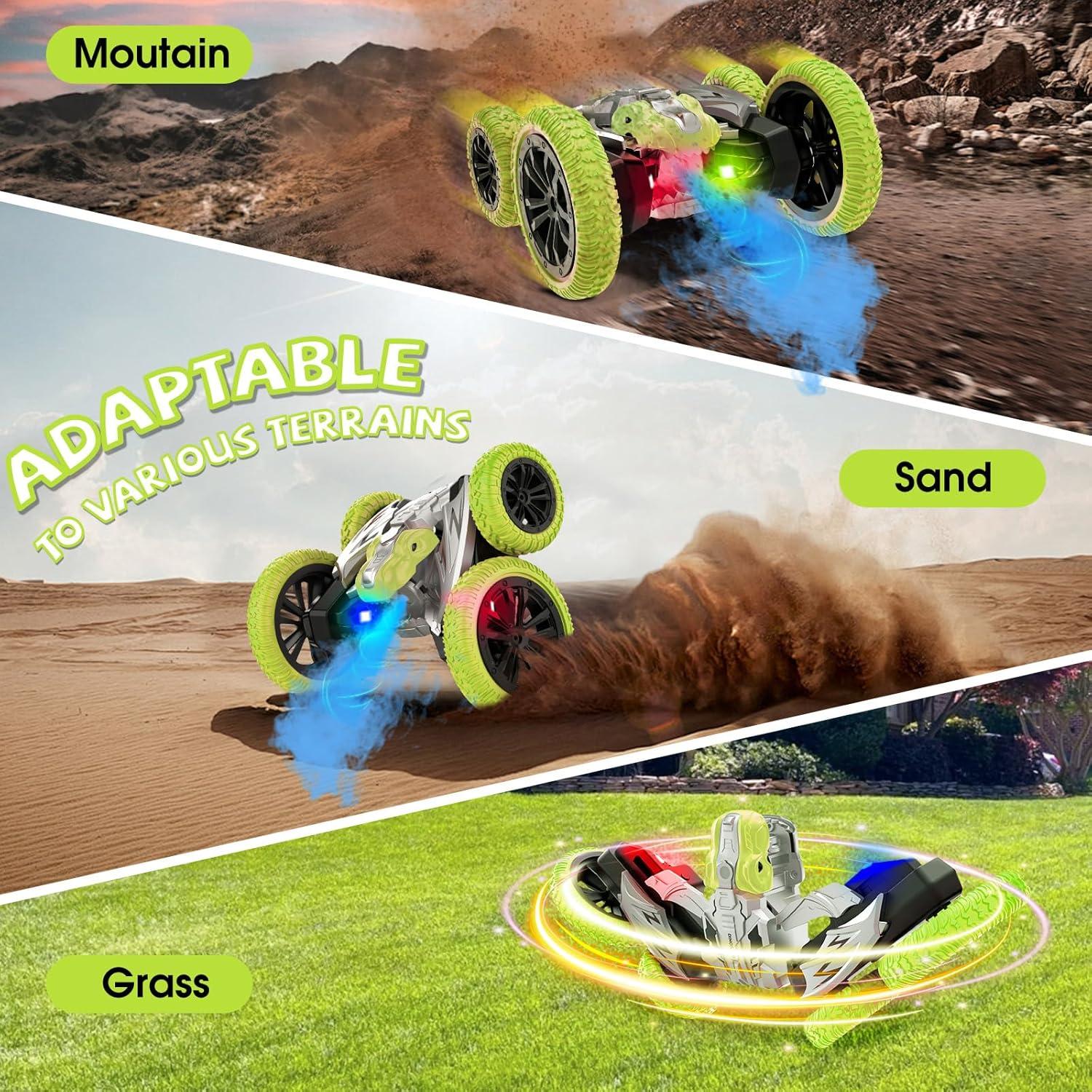 Coche Acrobático RC Paaxido 4WD 360° Verde para Niños 6-14 años