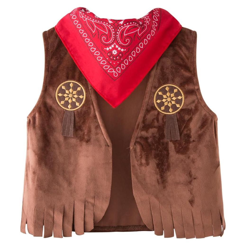 Disfraz de Vaquero Infantil LXKIKMM - Chaleco y Pañuelo