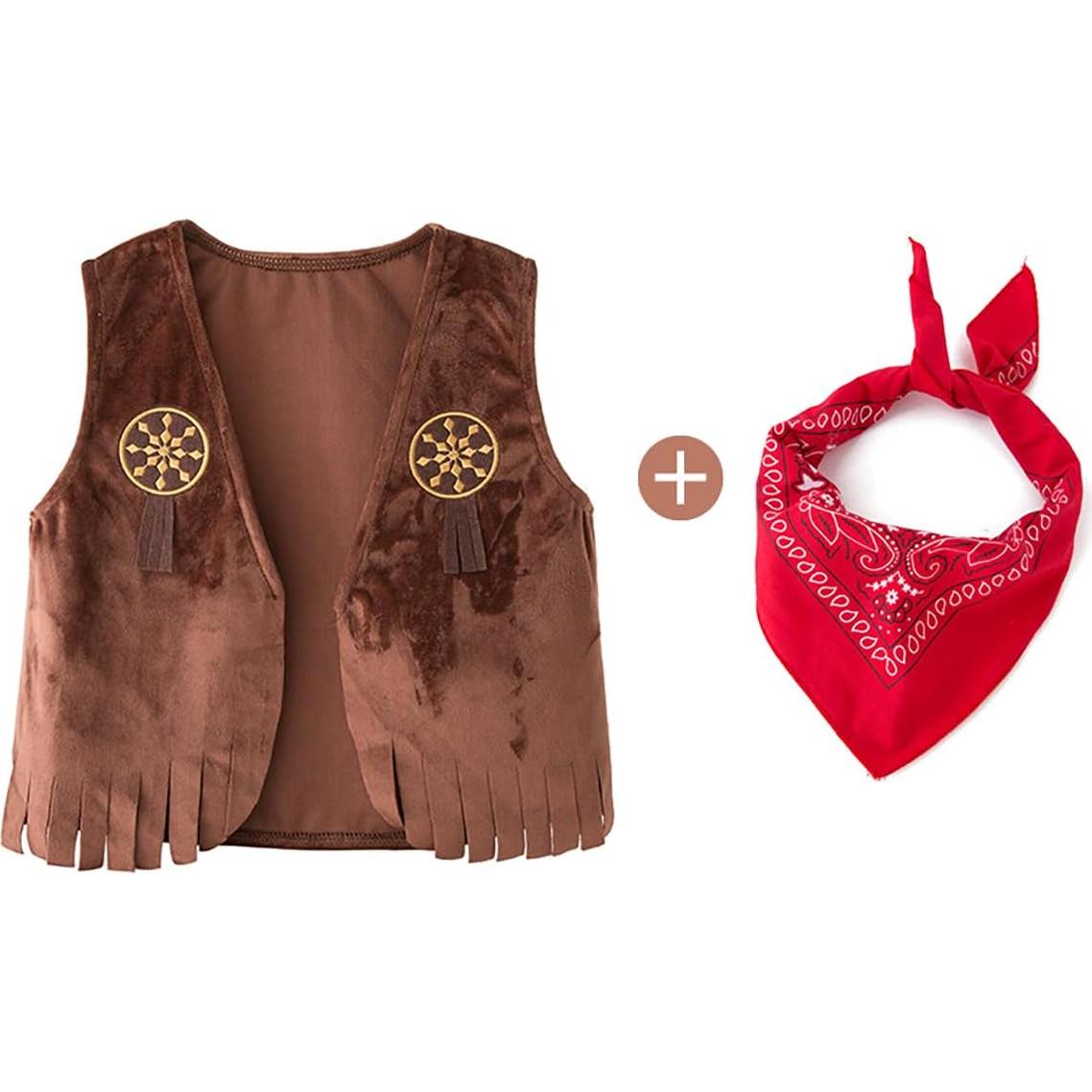 Disfraz de Vaquero Infantil LXKIKMM - Chaleco y Pañuelo