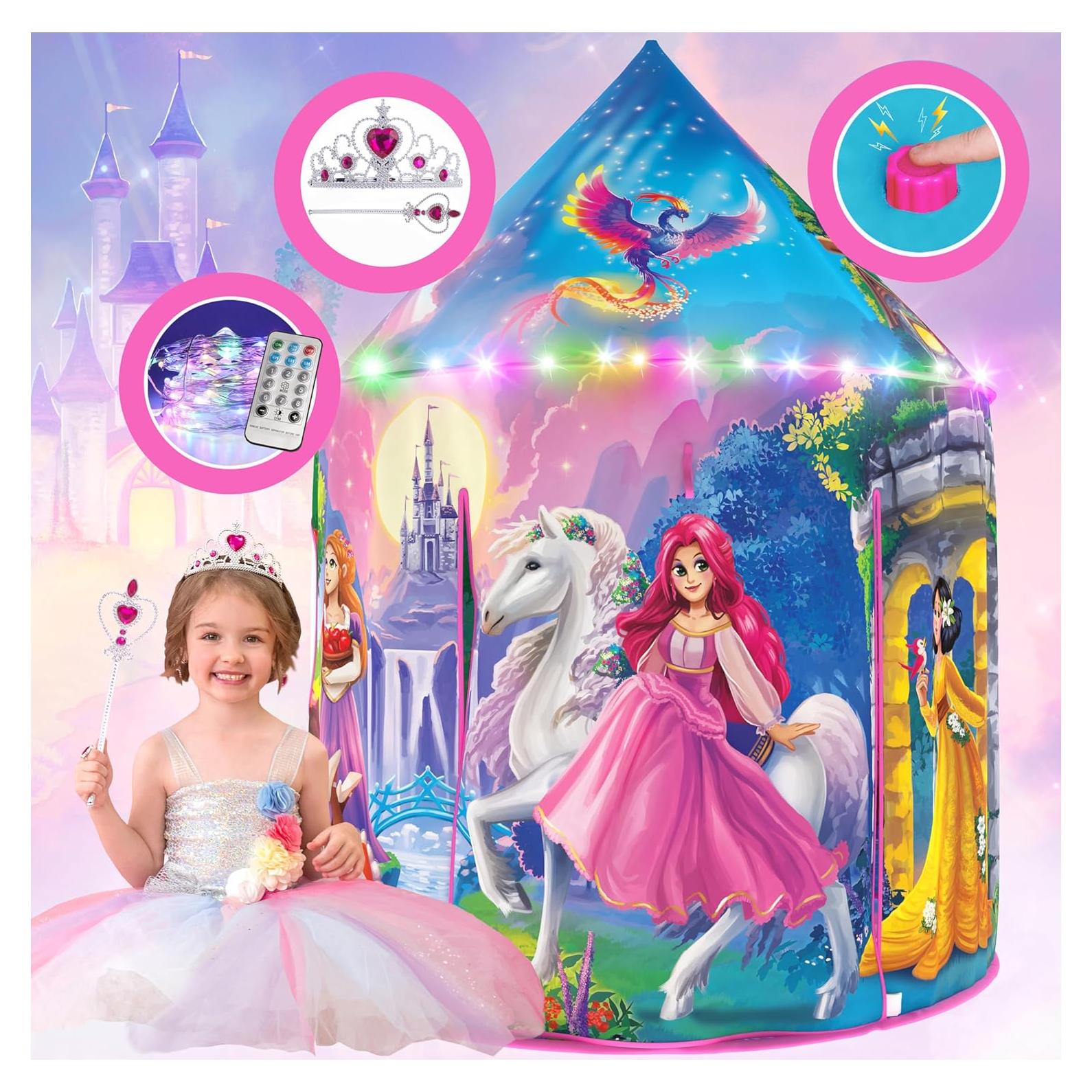 Carpa Princesa W&O con Sonido, Luces LED y Accesorios - 130 cm