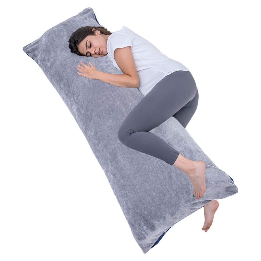 Almohada Corporal 1 MIDDLE ONE 137x51 cm Terciopelo Gris Azul