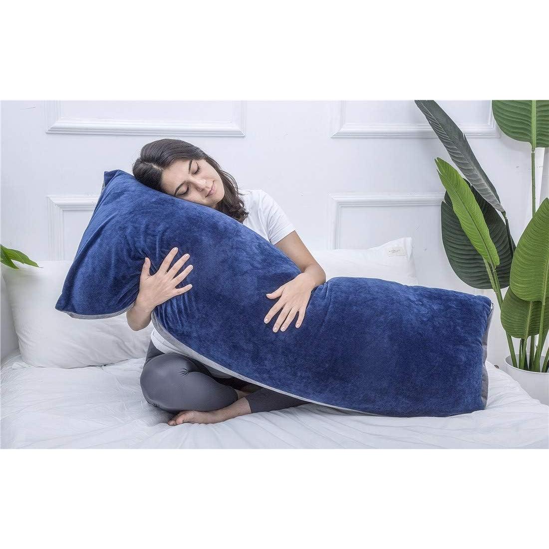Almohada Corporal 1 MIDDLE ONE 137x51 cm Terciopelo Gris Azul