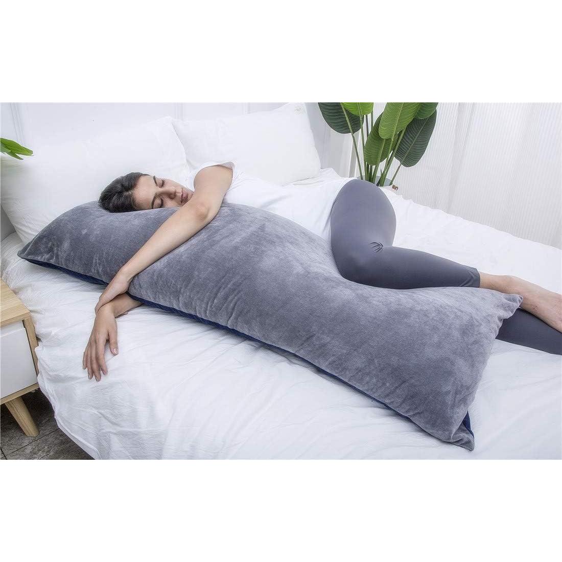 Almohada Corporal 1 MIDDLE ONE 137x51 cm Terciopelo Gris Azul