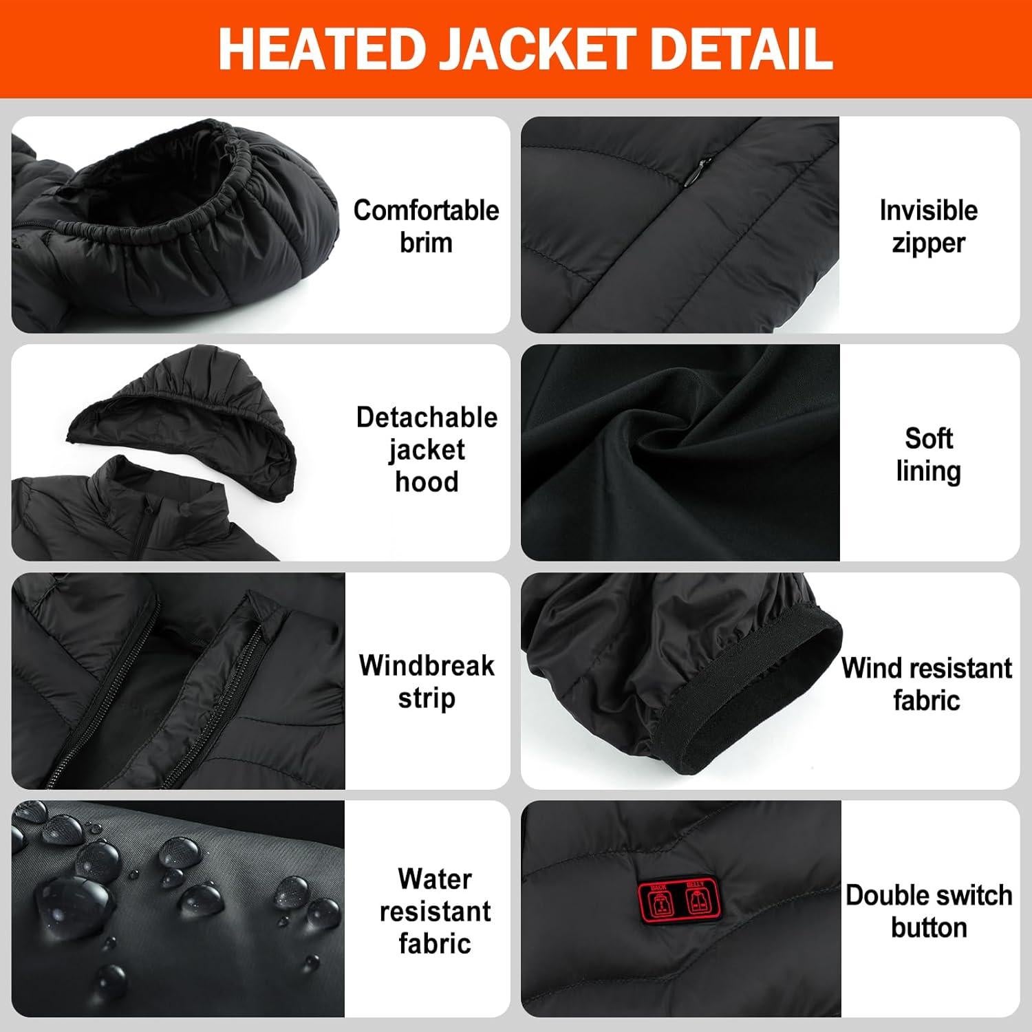 Chaqueta Térmica para Mujeres NBtoUS con 2 Baterías 10000mAh