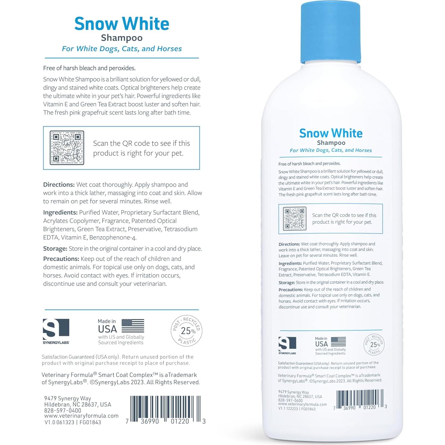 Champú Snow White Veterinary Formula 502 ml para Perros y Gatos