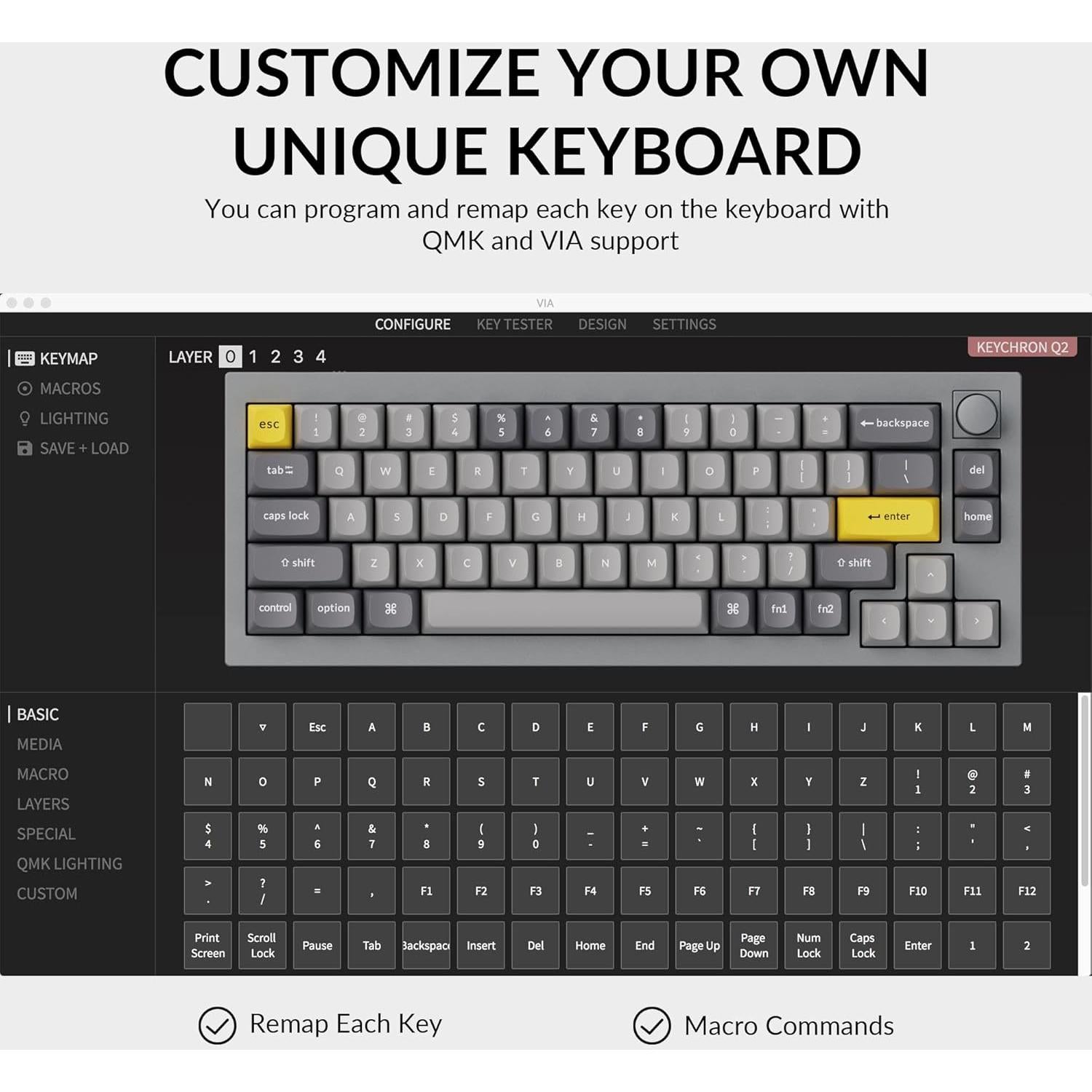Teclado Mecánico Keychron Q2 65% Personalizable con Perilla