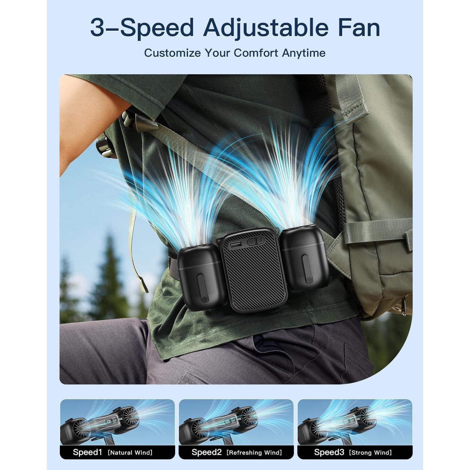 Ventilador de Cintura FadFun YGFS003A2 Recargable 10000mAh