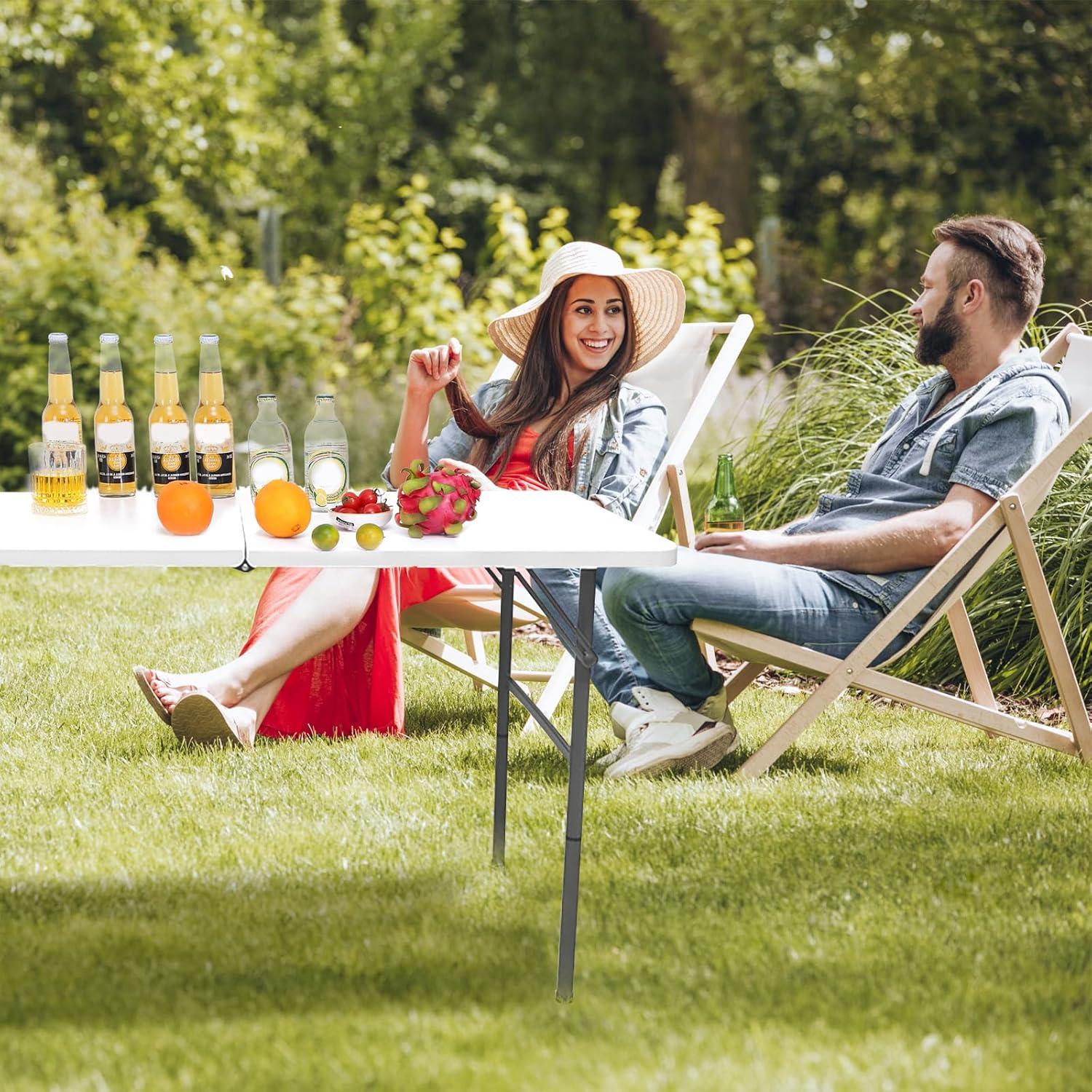 Mesa Plegable Camp Field 1.2m Blanca para Picnic y Camping