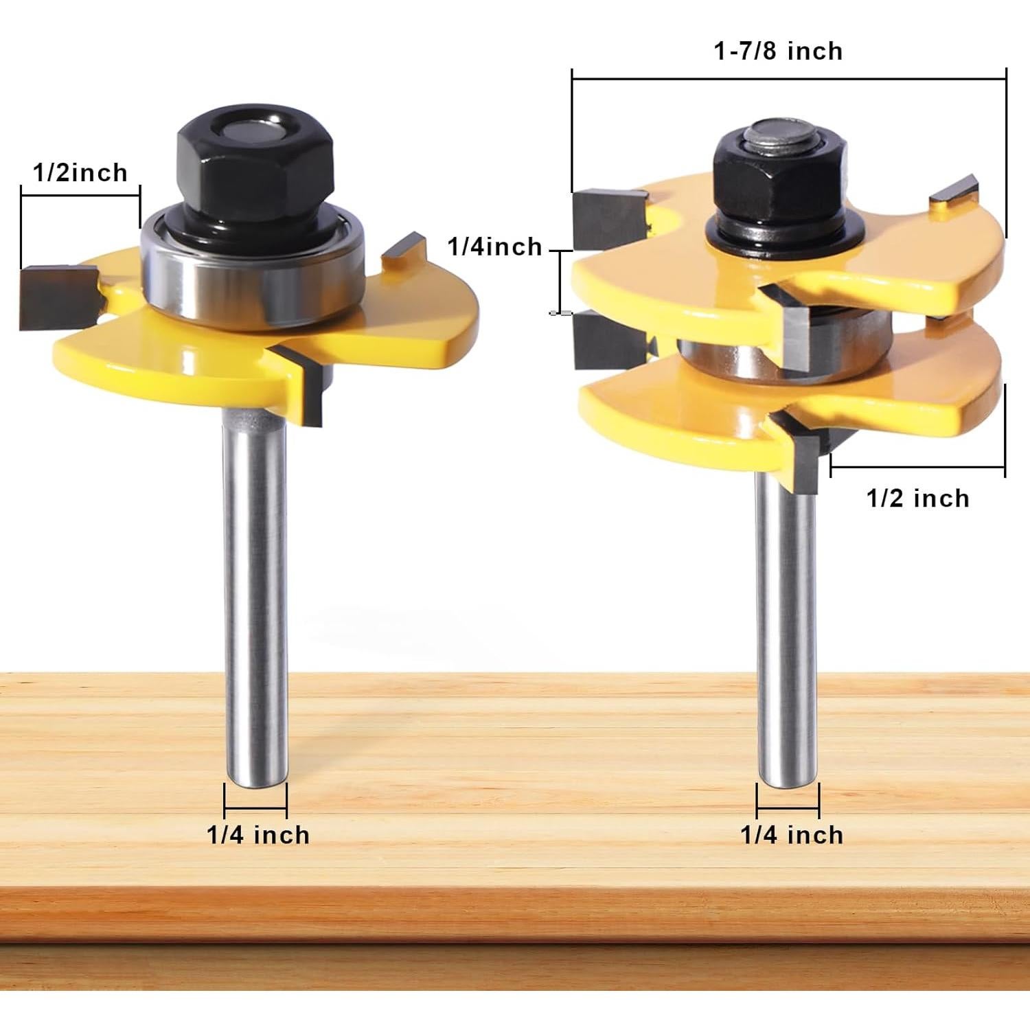 Juego de Brocas de Router 2 Piezas Eje 6,35 mm Carpintería