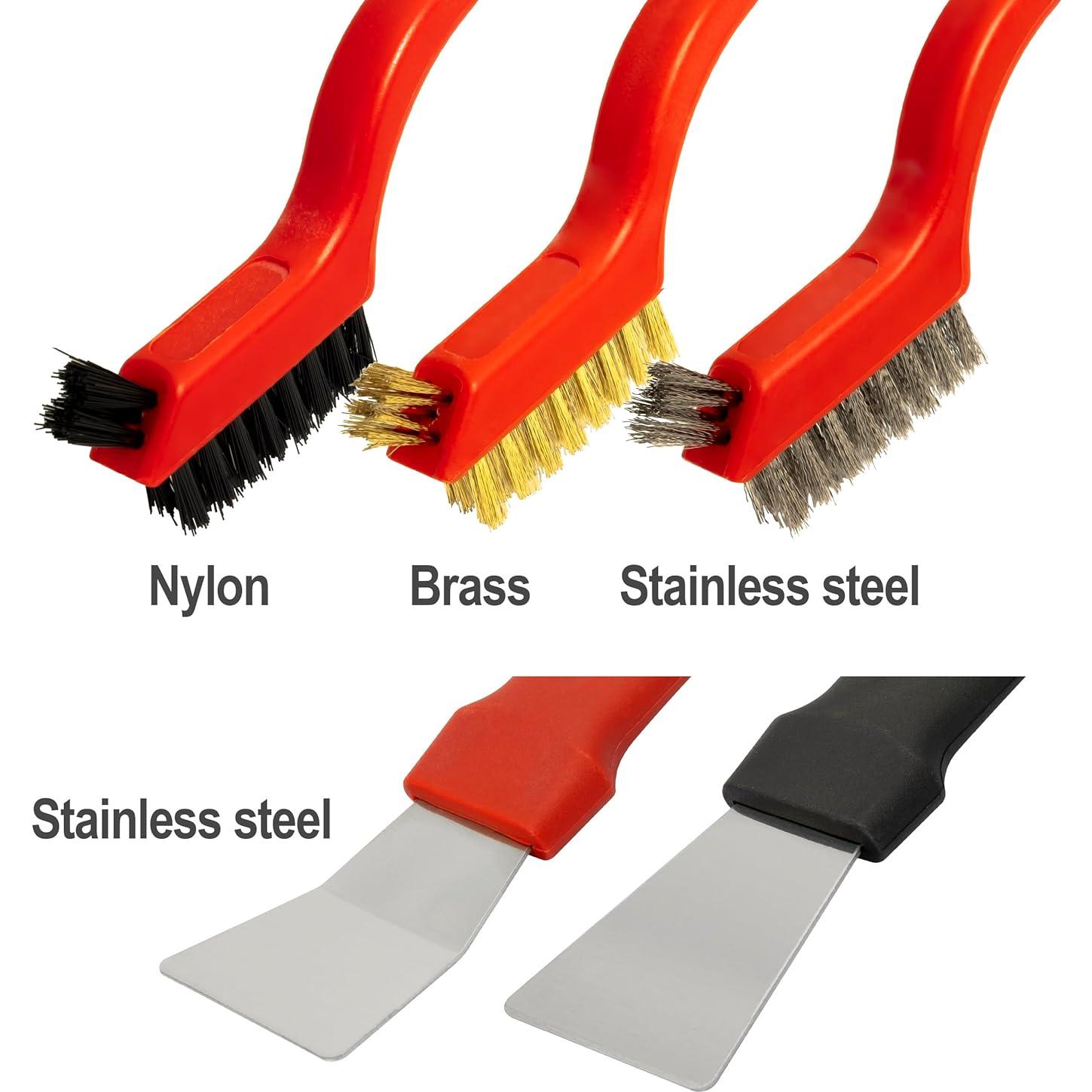 Juego de 5 Cepillos de Alambre y Raspadores Genérico - Acero Inoxidable y Nylon