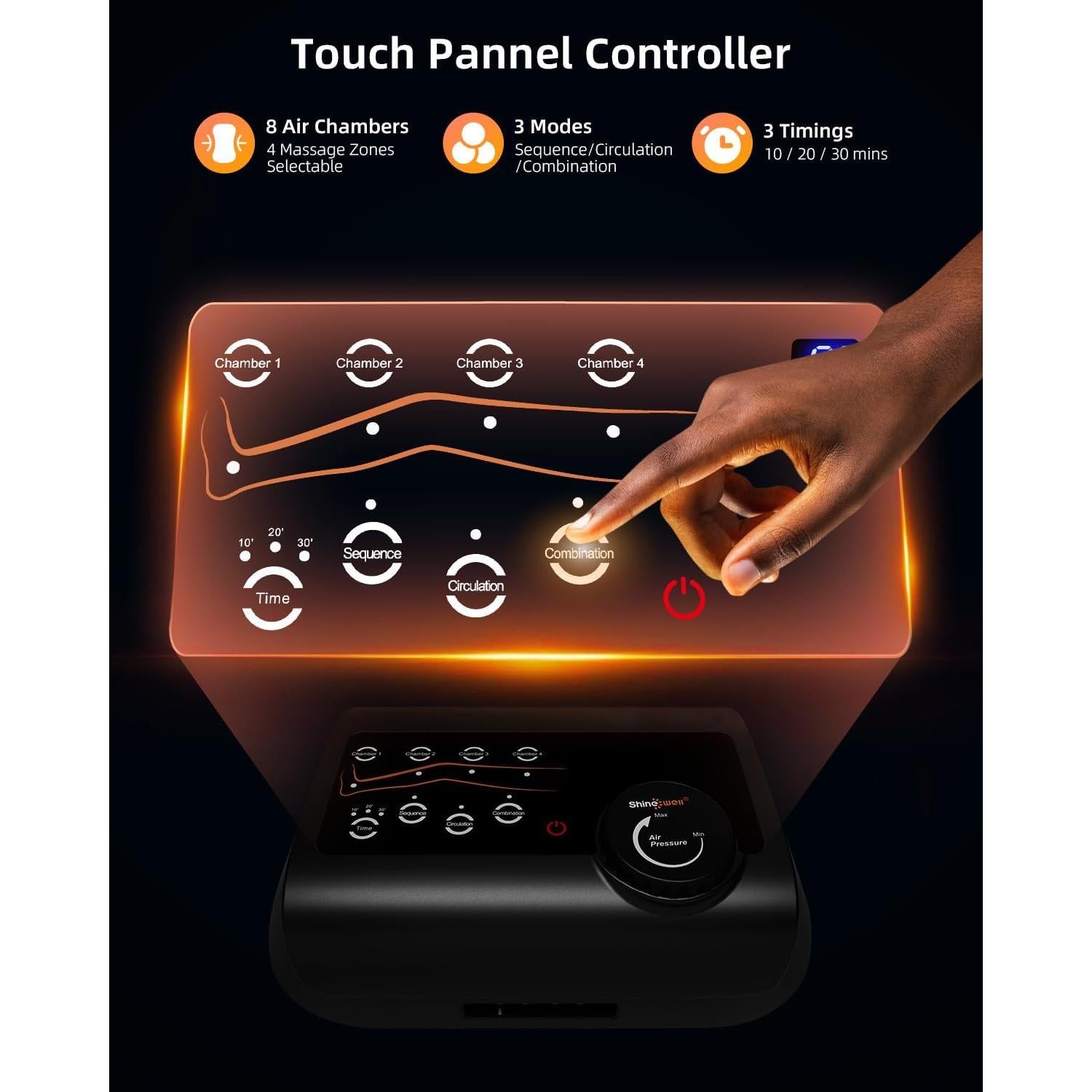 Masajeador de Piernas SHINE WELL SW-106A, Compresión de Aire 11 Niveles