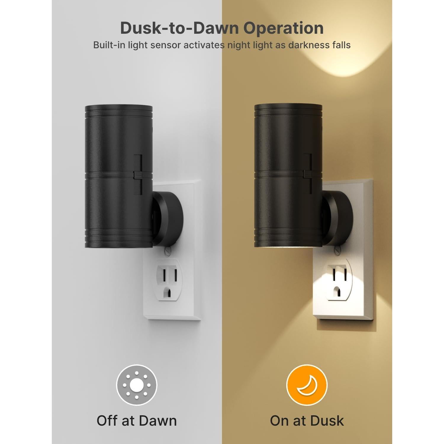 Luz Nocturna LED Regulable Likelgn, Paquete de 4, Negro