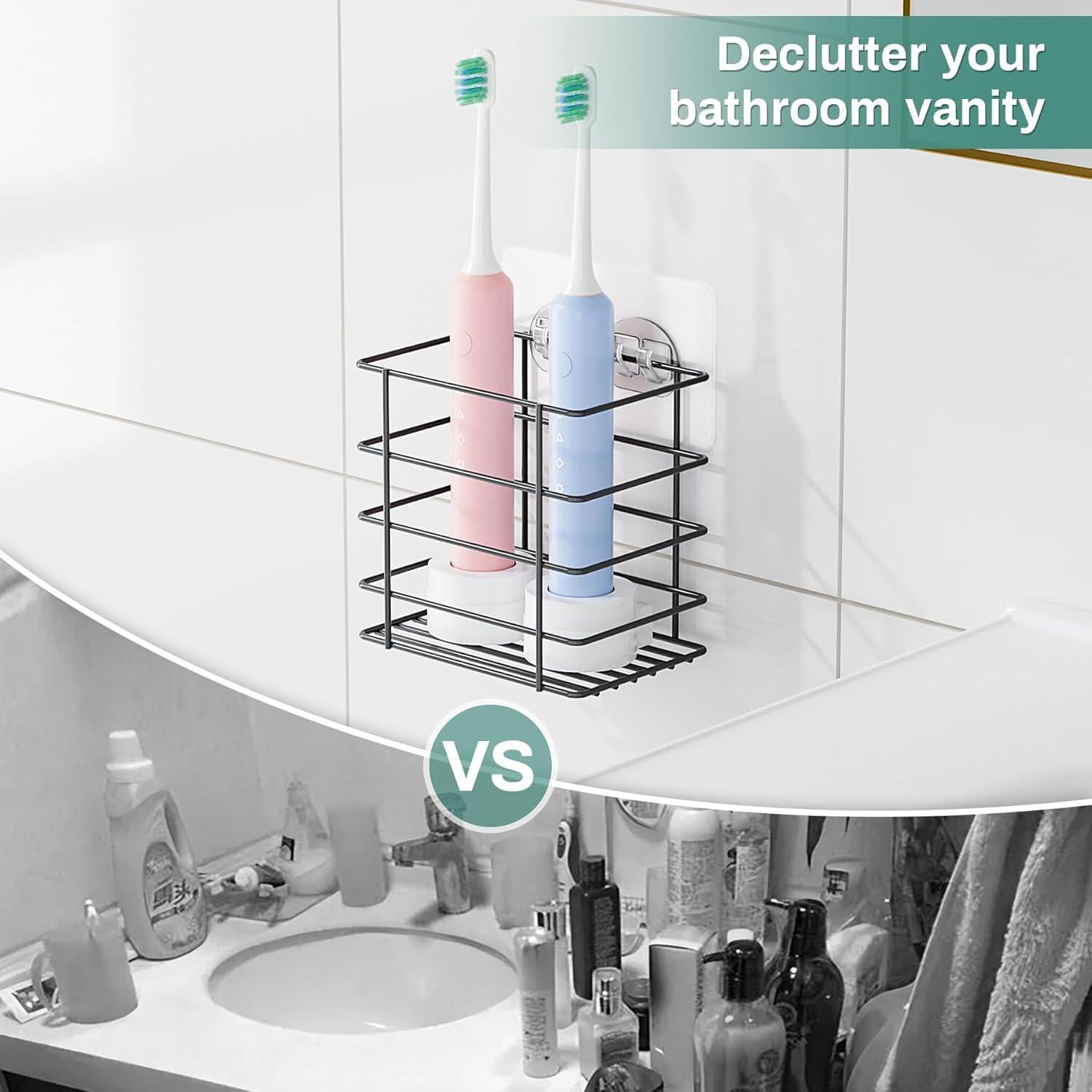 Soporte de Cepillos de Dientes Eléctricos Oasiteege Negro Montado en Pared