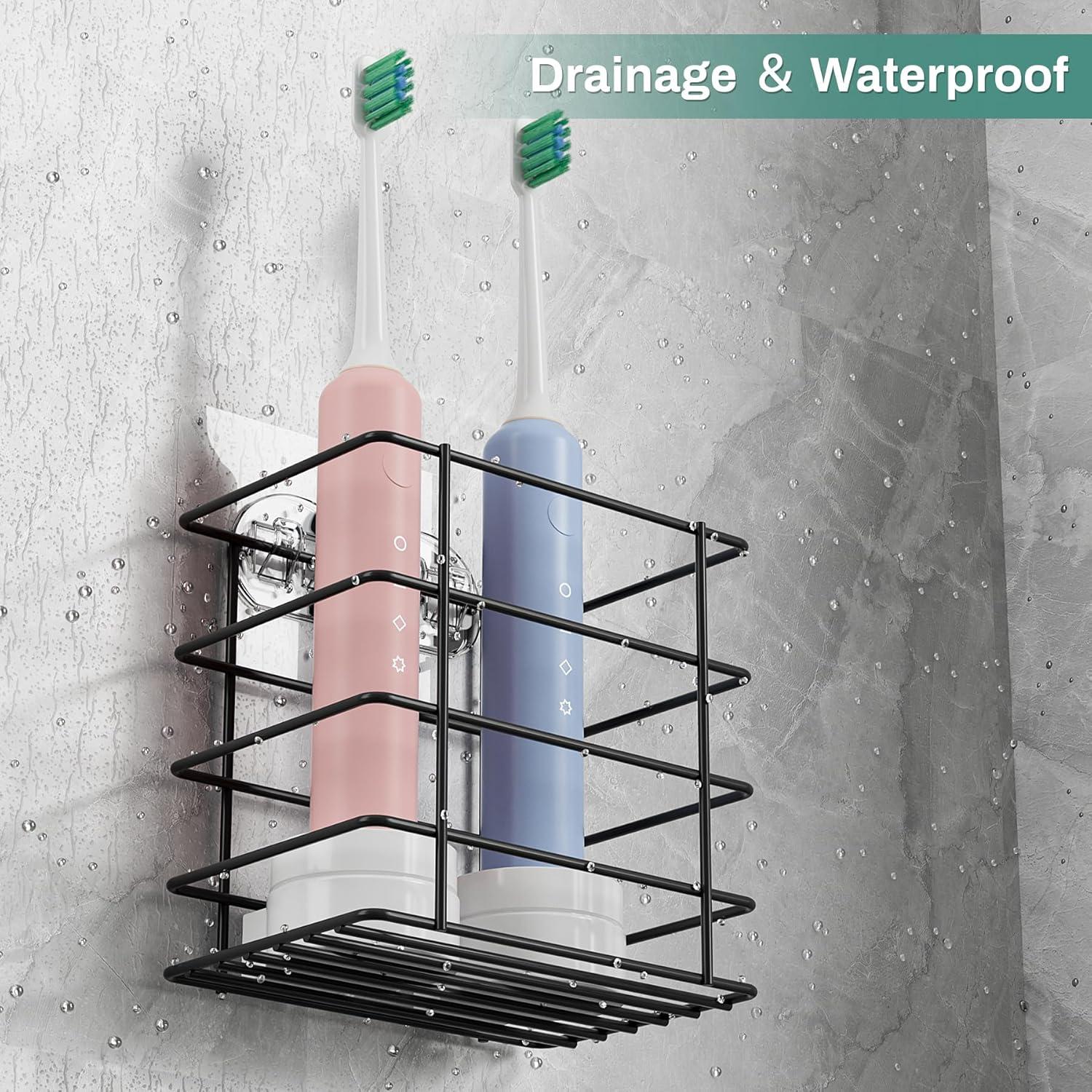 Soporte de Cepillos de Dientes Eléctricos Oasiteege Negro Montado en Pared